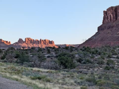 Red rock walls over the highway